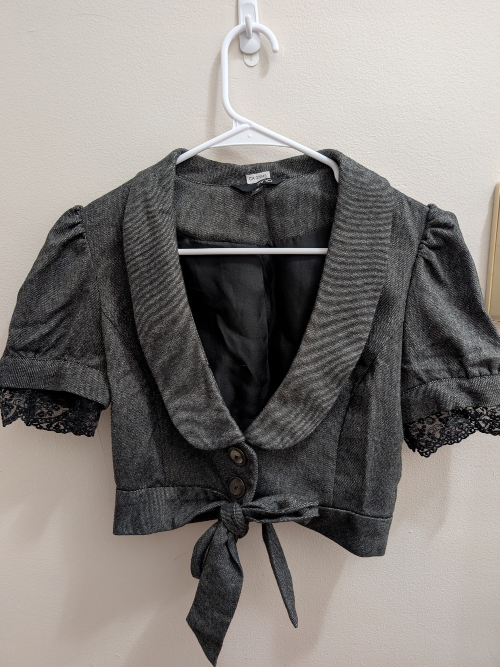 Gray & Black Puff Sleeve Bolero Size Small